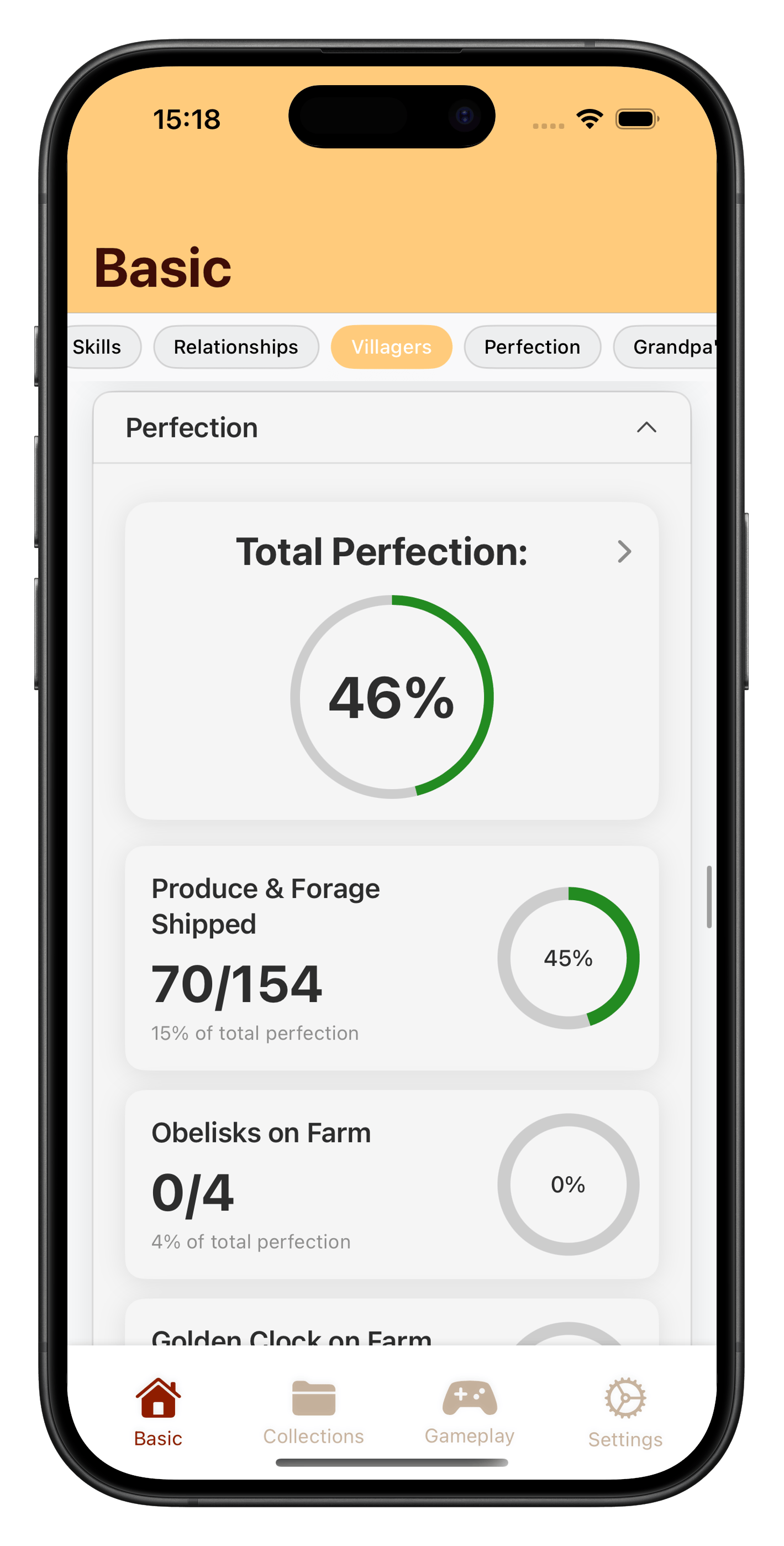 Stardew Valley perfection tracker progress screen