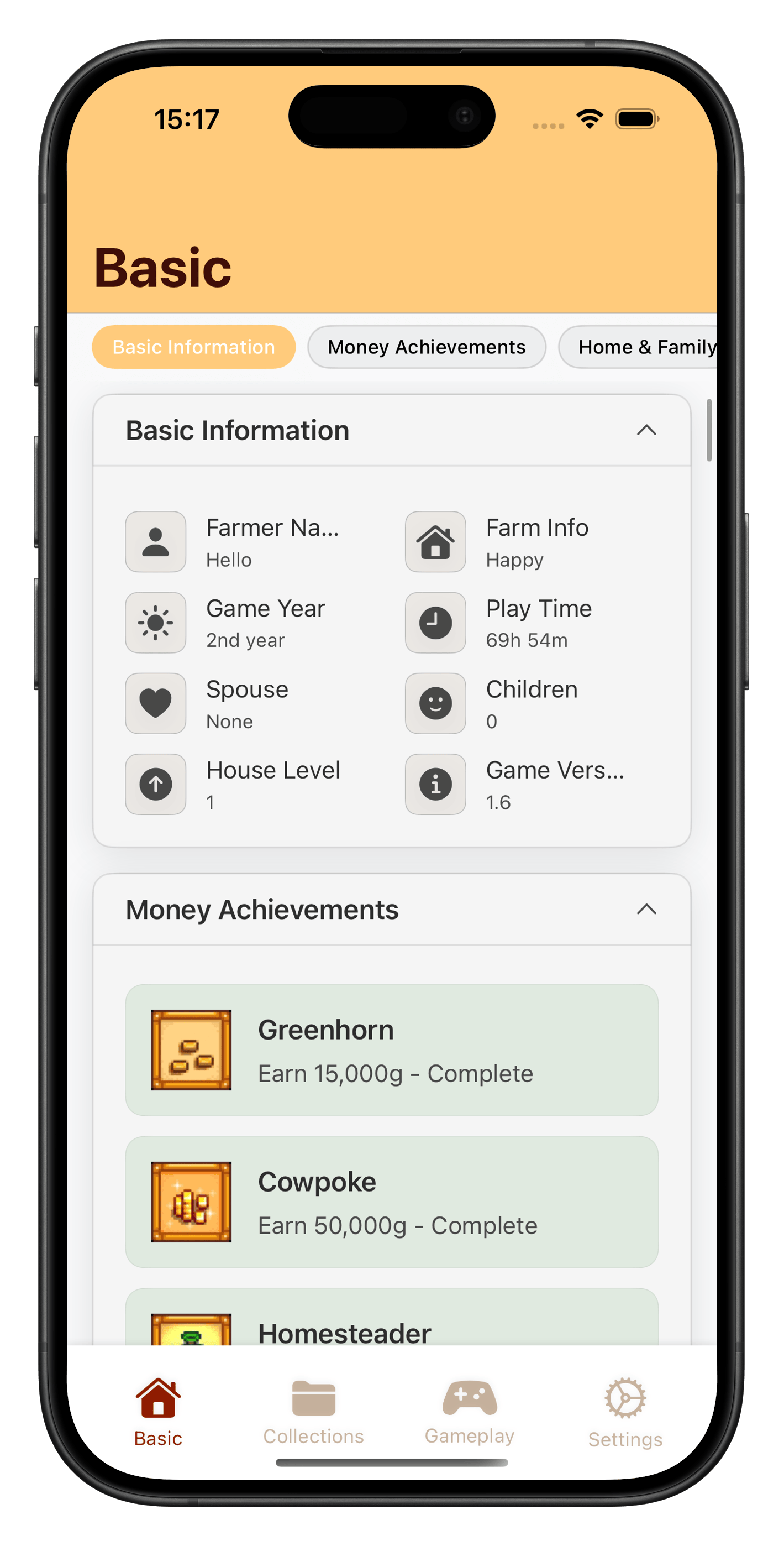 Stardew Valley farm information tracker interface