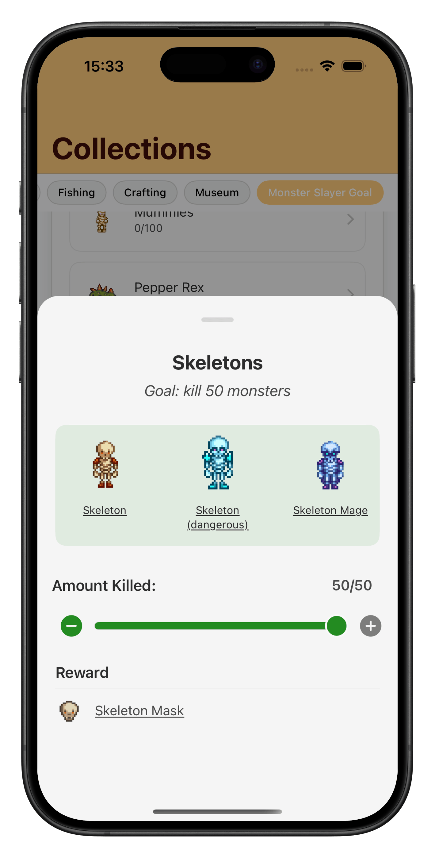 Stardew Valley monster tracker for mines