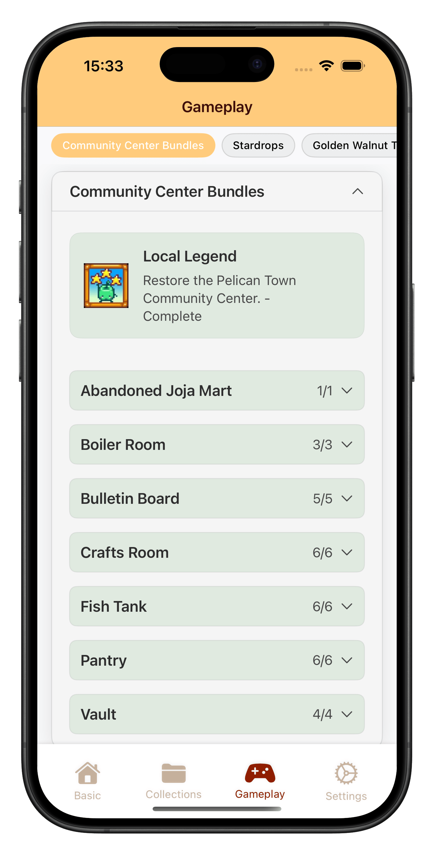 Stardew Valley community center bundle tracker